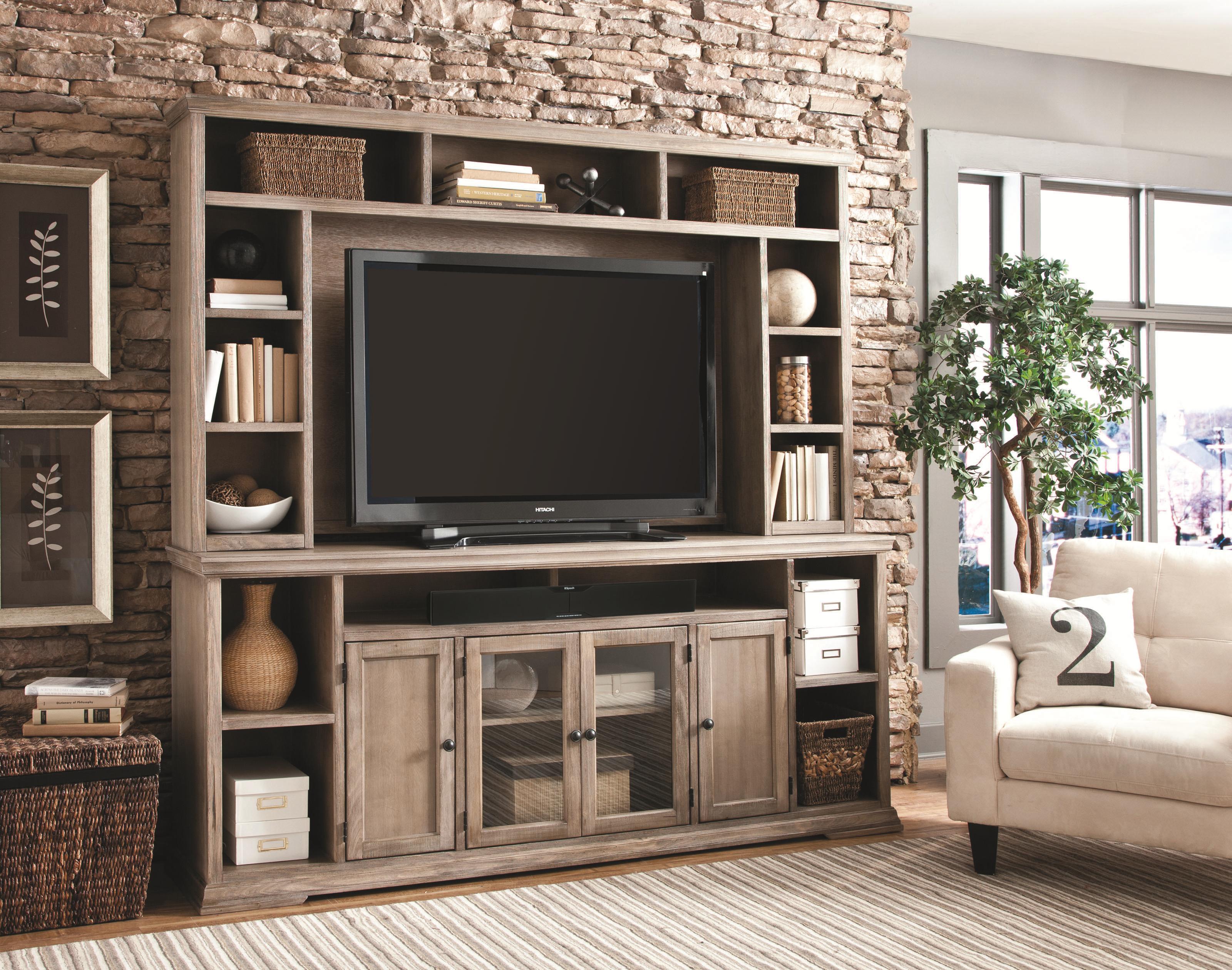 Aspenhome Canyon Creek 84Inch TV Console with 4 Doors and Open Shelf